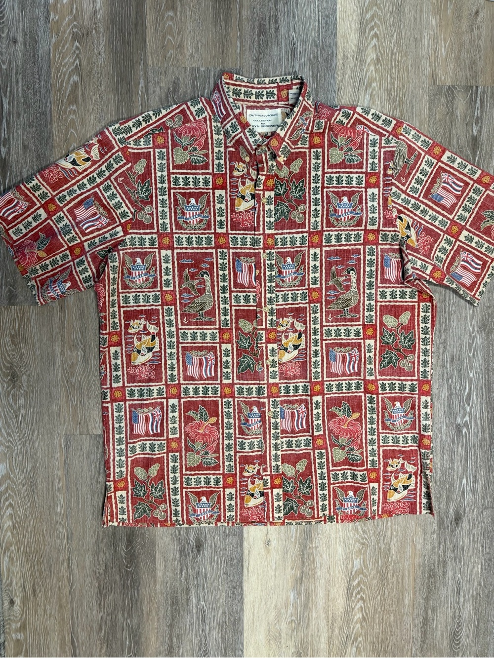 Reyn Spooner Dietrich Varez Mens 2XL Hawaiian Aloha Patriotic British USA Shirt